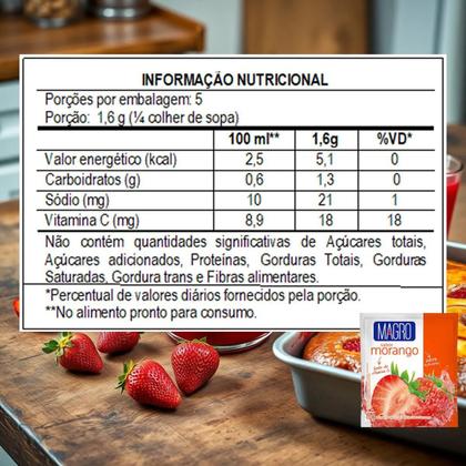 Imagem de Kit 6 refresco diet morango zero açucar fonte de vitamina c 8g magro