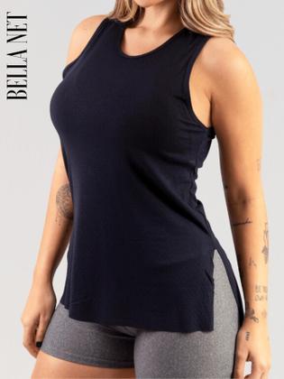 Imagem de Kit 6 Regatas Femininas Para Academia Longa Tapa Bumbum Cores Básicas