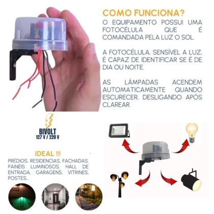 Imagem de Kit 6 Relé Fotocélula Sensor Bivolt Com Suporte 127v 220v