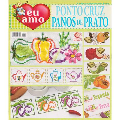 Imagem de Kit 6 Revistas Artesanato Eu Amo Ponto De Cruz Panos De Prato Bordados Modernos Ponto Cruz