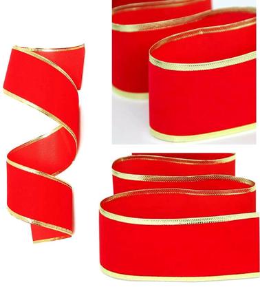 Imagem de Kit 6 Rolo De Fita Decorativa Natal Aramada Vermelha Veludo 3,8cmx2,7m