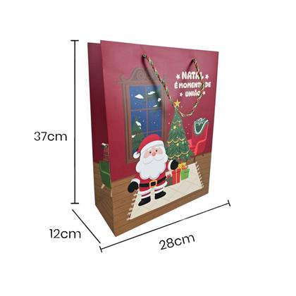 Imagem de Kit 6 Sacolas De Natal Presente Papai Noel Natalinas 37cm