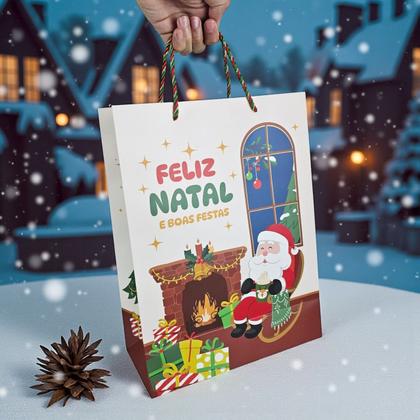 Imagem de Kit 6 Sacolas De Natal Presente Papai Noel Natalinas 37cm