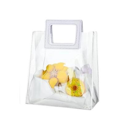 Imagem de Kit 6 Sacolas Transparentes Com Alça Bolsa Plástico Reutilize Presente Lembrancinha Resistente