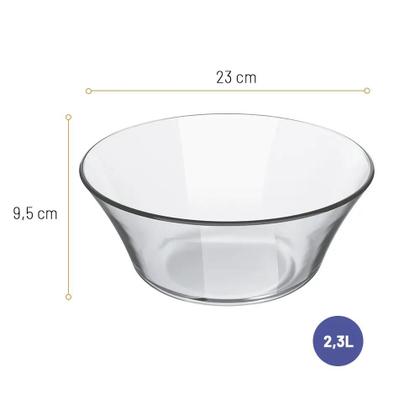Imagem de Kit 6 Saladeiras Tigela Duralex Vidro S/ Tampa 2,3L Nadir