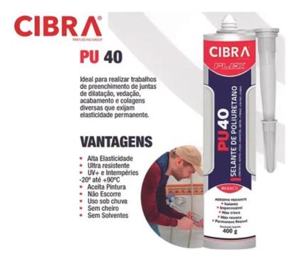 Imagem de Kit 6 Selante Pu40 Branco Cibra Excelente Qualidade 400 Gramas