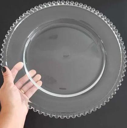 Imagem de Kit 6 Sousplat De Cristal Pearl bolinha 32cm Wolff 2670