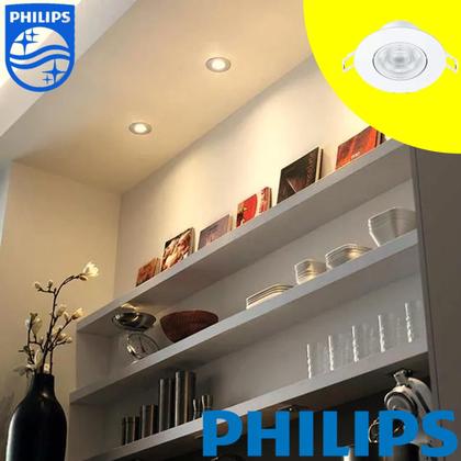 Imagem de Kit 6 Spot Led Philips Redondo Embutir 6.2w Luz Quente 2700K