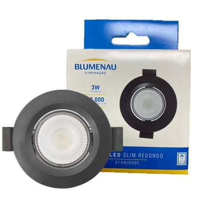 Imagem de Kit 6 Spot Led Preto Redondo Embutir 3w Branco Frio 6500K