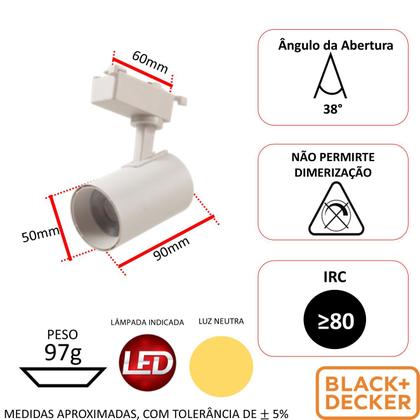 Imagem de Kit 6 Spot Trilho Led Eletrificado 10w Branco Neutro 4000K