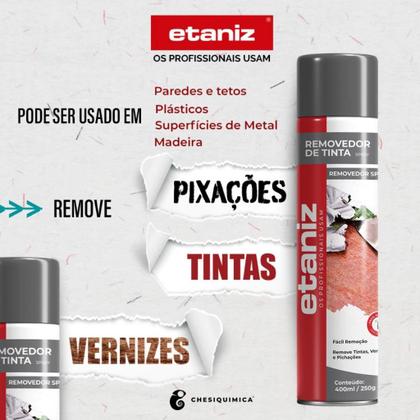 Imagem de Kit 6 Spray Removedor De Tinta E Verniz Etaniz 400ml