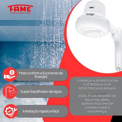 Imagem de Kit 6 Super Ducha Eletrônica Resistência Blindada 220v Fame