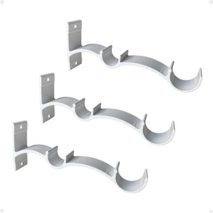 Imagem de Kit 6 Suporte Duplo Comum Perfil Varão Cortina 19.28mm Ilhós Argola Instalação
