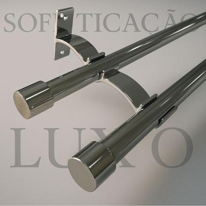 Imagem de Kit 6 Suporte Duplo Comum Perfil Varão Cortina 19.28mm Ilhós Argola Instalação