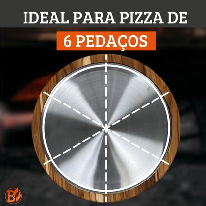 Imagem de Kit 6 Suportes Bandeja Com Formas De Alumínio 30Cm Para Cortar E Servir Pizza