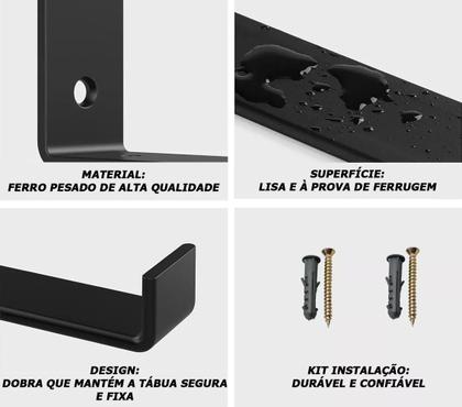 Imagem de Kit 6 Suportes Mão Francesa Industrial 20cm Ferro Reforçado