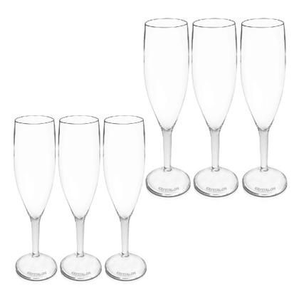 Imagem de Kit 6 Taças Champagne Transparente Acrílico Poliestireno
