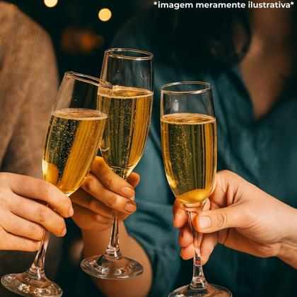 Imagem de Kit 6 Taças Para Champanhe Espumante Vinho Vidro Liso Transparente Lira 210ml G4U Class Home