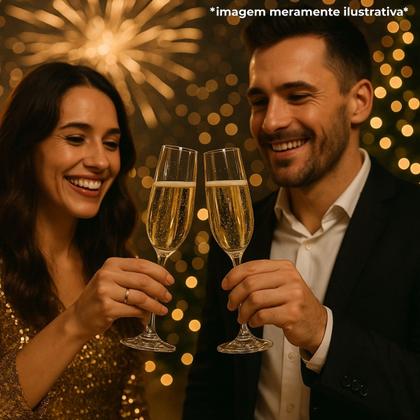 Imagem de Kit 6 Taças Para Champanhe Espumante Vinho Vidro Liso Transparente Lira 210ml G4U Class Home