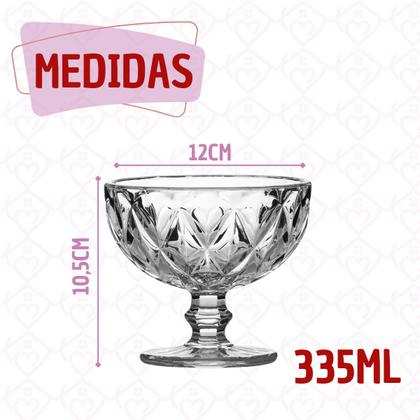 Imagem de Kit 6 Taças Sobremesa 335mL Diamante Transparente Elegante
