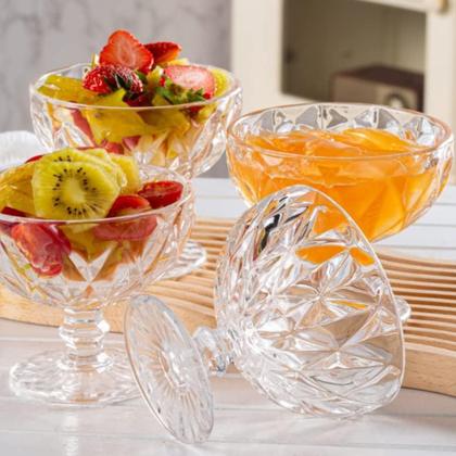 Imagem de Kit 6 Taças Sobremesa 335mL Diamante Transparente Elegante