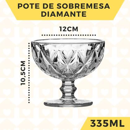 Imagem de Kit 6 Taças Sobremesa Elegante Diamante 335mL Transparente