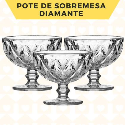 Imagem de Kit 6 Taças Sobremesa Elegante Diamante 335mL Transparente