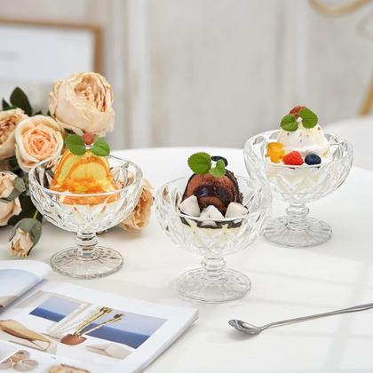 Imagem de Kit 6 Taças Sobremesa Elegante Diamante 335mL Transparente