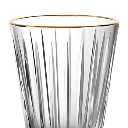 Imagem de Kit 6 Taças Soho Vinho Água em Cristal Ecológico com Borda Dourada 330ml FULLFIT