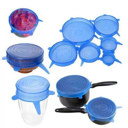 Imagem de Kit 6 Tampas de Silicone Universal panela Pote Reutilizável - QG DOS PRODUTOS