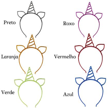 Imagem de Kit 6 Tiaras de Unicórnio Colorida (Plástico) Festa Diversão
