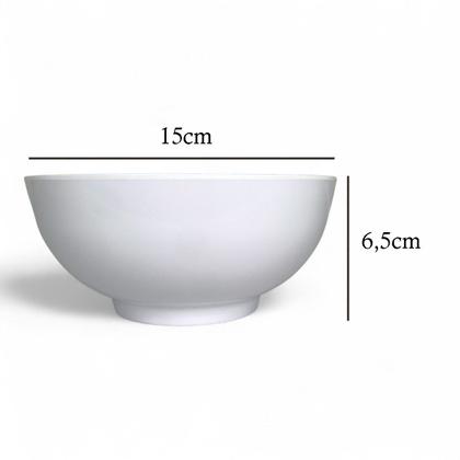 Imagem de Kit 6 Tigela Redonda Melamina Branca 15x6,5cm Versátil 650mL