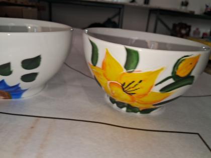 Imagem de Kit 6 tigelas 500 ml Porcelana decoração flores frutas