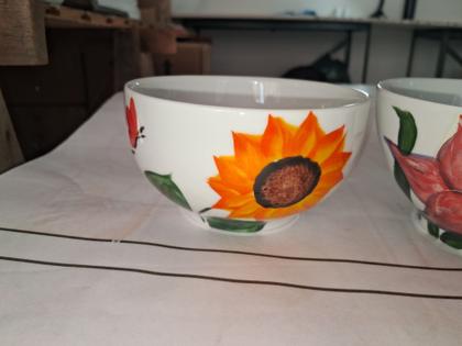 Imagem de Kit 6 tigelas 500 ml Porcelana decoração flores frutas