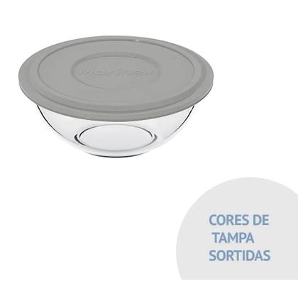 Imagem de Kit 6 Tigelas Bowl Redonda Tampa Sortida Vidro 500ml Marinex