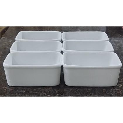 Imagem de Kit 6 Tigelas de Porcelana Branca 280 ml - Pote Sobremesa - Petiscos - Suflês