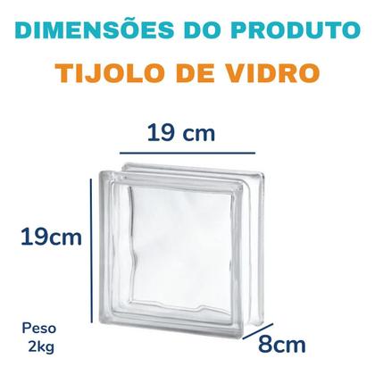 Imagem de Kit 6 Tijolos de vidro transparente bloco 19x19x8