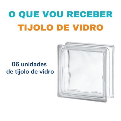 Imagem de Kit 6 Tijolos de vidro transparente bloco 19x19x8