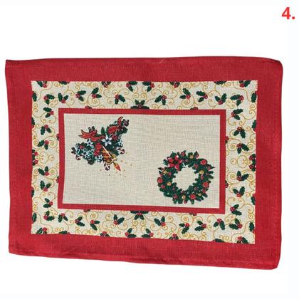 Imagem de Kit 6 Toalhinhas Toalhas De Natal Estampadas 30x40cm Lindas Vermelho Listras