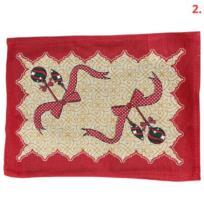 Imagem de Kit 6 Toalhinhas Toalhas De Natal Estampadas 30x40cm Lindas Vermelho Listras