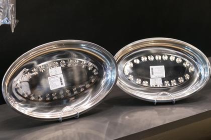 Imagem de Kit 6 travessa oval inox funda 30cm antideslizante