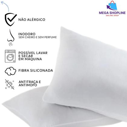 Imagem de Kit 6 Travesseiros 65x45cm Lavavel/ Antialérgica 100% Fibra Siliconada