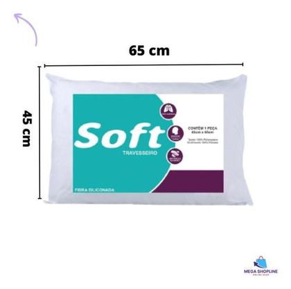 Imagem de Kit 6 Travesseiros 65x45cm Lavavel/ Antialérgica 100% Fibra Siliconada