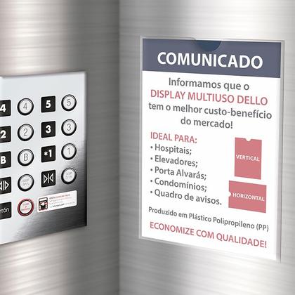 Imagem de Kit 6 Un Quadro Aviso Display Expositor A4 Dello Fita Dupla