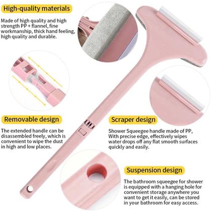 Imagem de Kit 6 Un Rodo Limpa Janela Vidro Box Escova 2 em 1 Multiuso