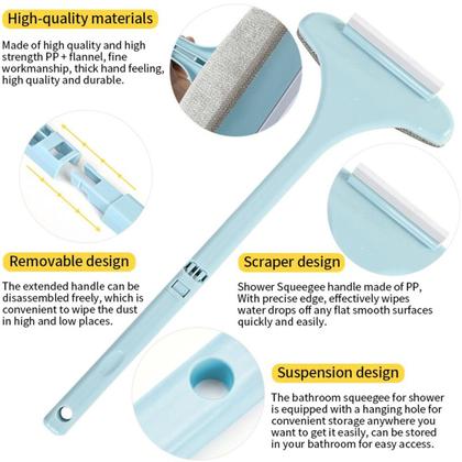 Imagem de Kit 6 Un Rodo Limpa Janela Vidro Box Escova 2 em 1 Multiuso