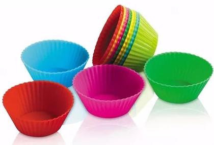 Imagem de Kit 6 Unidades Forma Silicone AIR FRY FORNO Cupcake Muffins Reutilizáveis - Colorida