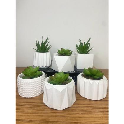 Imagem de Kit 6 Unidades Vasos de Gesso Texturizado para Suculentas, Cactus e Plantas, lindos para decoraração, presentear, noivados