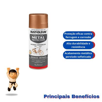 Imagem de Kit 6 unidaes - tinta spray rust oleum anti ferrugem protection metálico ouro rosa