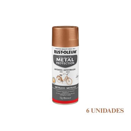 Imagem de Kit 6 unidaes - tinta spray rust oleum anti ferrugem protection metálico ouro rosa